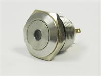 Ø16mm Vandal Proof Stainless Steel IP65 Push Button and Orange 12V LED Dot Illuminated Switch with 1N/O Momentary Operation and 2A-36VDC Rating [AVP16F-M1SDO12]