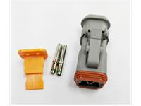 Deutsch Automotive Female Receptacle - 2 Pole come with W2-S Wedge Lock and two 0462-209-16141 14AWG Female Crimp Terminals [DT06-2S-E008 KIT]