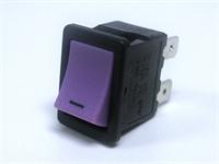 Miniature Rocker Switch • Form : SPST-1-0 • 16A-250 VAC • Solder Tag • 19x13mm • Purple Curved Actuator • Marking : - / [MR6110-C7HBP]