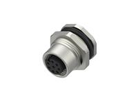 Circular Connector M12 A CODE Female 8 Pole. Screw Lock Rear Panel Entry Front Fixing Solder Terminal. PG9 - IP67 [PM12AF8R-S/9]