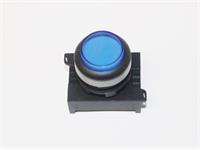 Push Button Actuator Illuminated Latching • Blue Raised Lens • Black 30mm Bezel [P302LB]