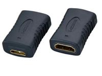 Adaptor HDMI-Female to HDMI(Mini)-Female Straight Gold Plated Contacts in Black [ADAPTOR HDMI F/MINI FEMALE ST]