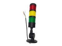 Industrial LED Tubular Econo Beacon Lamp 3 Layer Flashing Red/ Continous Yellow & Green/Buzzer 24VDC NPN with Foldable Mounting Base 64mm Ø x 329mm with Flylead IP20 [CLX-MSL-301-QN-RYG]