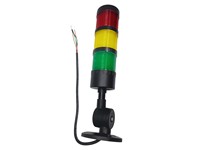 Industrial LED Tubular Econo Beacon Lamp 3 Layer Continuos Red/Yellow/Green/Buzzer 24VDC NPN w/Foldable Mounting Base 64mm Ø x 329mm w/Flylead IP20 [CLX-MSL-301-FN-RYG]