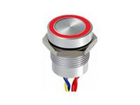 Apem Piezo Switch 16mm N/O Pulse 24VAC/DC 200MA Natural Anodised Flying Lead Ring LED Red/Green 24VDC [PBAR1AF0000K2A]