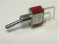 Miniature Toggle Switch • Form : SPDT-1-N-(1) • 5A-120 VAC • Right-Angle-PCB-ThruHole • Ver.Opr.Std.Lever Actuator [8019LA]