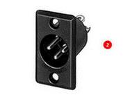 Panel Mount Male XLR Receptacle • 5 way • with Flange • Black Finish • Gold Plated [XLR-D5MBAU]