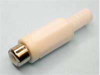 Inline RCA Socket • White • Plastic with Sleeve [MR569M WHITE]