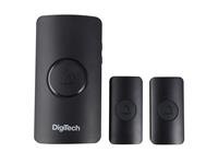 Digitech Wireless Doorbell - 38 Melodies, 100M Distance, 2XTransmitter-Includes 2XCR2032 Battery, 1XReceiver- Excludes 3XAA Batteries, Black [DIGITECH DTS15B]