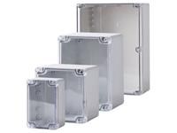 Enclosure Grey - ABS Local L- 80 x W-80 x H-55 Moulded In Polycarbonate/Neoprene Seals IP65 Temp Range 40-80° Clear Lid [ENL080806C]