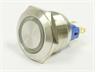 Ø22mm Vandal Proof Stainless Steel IP67 Push Button and Red 220V LED Ring Illuminated Switch with 1N/O 1N/C Momentary Operation and 5A-250VAC Rating [AVP22F-M3SCR220]