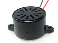 Magnetic Buzzer Round • Black • 12VDC • 10mA • 80dB / 30cm • Leadwire • 3000Hz • φ22mm x 13mm • Single Tone [B9-12VDC]