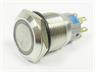 Ø19mm Vandal Proof Stainless Steel IP67 Push Button and Red 12V LED Ring Illuminated Switch with 2C/O Latch Operation and 5A-250VAC Rating [AVP19F-L4SCR12]