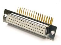 50 way Female D-Sub Connector with PCB Right Angle termination and ( 9.4mm) Machined Pins and without Mounting Brackets [DD50S1A0N]