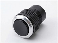 Push Button Actuator Non-Illuminated Momentary • Black Raised Button • Metallic Silver 30mm Bezel [PB302MKS]