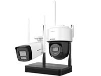 Hikvision Easy Link WiFi Network Kit, 1xBullet Camera 4MP 2.8mm Lens 30m IR Built-in MIC, 1xPT Smart Hybrid Network Camera 4MP 2.8mm Lens 25m IR Built-in MIC, 1xNVS 4CH 6MP/5 MP/4 MP/3 MP/1080p/UXGA/720p, 1xRJ45 10/100M, 2.4GHz, HDD Not Supported [HKV DS-J142I/NKS424W03H]