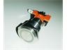Ø22mm Vandal Resistant Push Button Switch HI Current Latching, Flat Button Red Ring LED 230VAC - 1c/o Fast-On 21A-250VAC -IP65- Stainless Steel. [AVPH22F-L2SCR230/6,3]