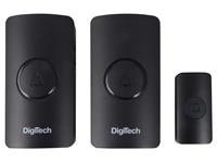 Digitech Wireless Doorbell - 38 Melodies, 100M Distance , 1XTransmitter-includes 1XCR2032 Battery, 2XReceiver- Excludes 6XAA Batteries, Black [DIGITECH DTS20B]