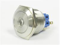 Ø25mm Vandal Proof Stainless Steel IP67 Push Button and Red 12V LED Ring Illuminated Switch with 1N/O 1N/C Momentary Operation and 5A-250VAC Rating [AVP25F-M3SDR12]