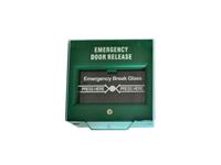 Emergency Door Release Green Call Point Mount Box with Break-Glass activation and Conduit knockout [FR02]