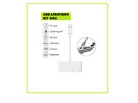 SD Card Reader, Digital Camera Reader Adapter Cable, SD TF Card Reader HUB, Kit 4 in 1 to USB Camera Adapter Splitter Adapter Sync Compatible with Phone & PAD, Plug and Play. TF Support Max 64GB [USB LIGHTNING KIT 4IN1]