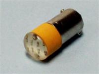 12VDC Yellow Bayonet mount flat lens LED lamp bulb for use with P300/P350 Series Lamps and Switches [BA9S-LED12Y]