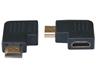 Adaptor HDMI-Male to HDMI-Female Left Side Flat 90° Gold Plated Contacts in Black [ADAPTOR HDMI M/F90LS]