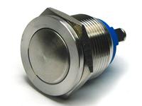 Ø19mm Vandal Proof Stainless Steel IP65 Round Dome Hyper Plane Push Button and Dot Illuminated Switch with 1N/O Momentary Operation and 2A-36VDC Rating [AVP19DHWM1S]