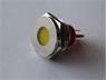 Vandal Resist Pilot Lamp 19mm Flat Yellow Dot LED 12VDC 15mA- IP67 - Nickel Plated Brass [AVL19F-NDY12]