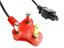 AC Cord with 3pin Clover Socket to 3pin Red Plugtop 1.8m Length [AC CORD 3P CLOVER]