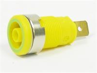 4mm Panel Mount Banana Socket with Built-In Safety in Green/Yellow [SEB2620-F6,3 G/Y]