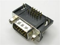 15 way Male D-Sub Connector with PCB Right Angle termination and High Density Pins [DAPM15PHD]