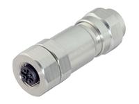 Circular Connector M12 A COD Cable Stainless Steel Female Straight. 5 Pole Screw Terminal 5,5mm - 8,6mm Cable Entry Shield Ring IP67 [99-1436-992-05]