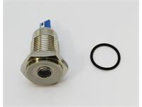 Vandal Resist Pilot Lamp 12mm Flat Blue Dot LED 12V 15mA, IP67, Nicl Plated Brass [AVL12F-NDB12]