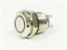 Vandal Resistant Push Button Switch 12mm Momentary Flat Button. Red Ring LED 12V - 1n/o 2A-36VDC -IP65- Nickel Plated Brass (Anti Vandal) [AVP12F-M1NCR12]