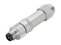 Circular Connector M8 Cable Male Straight, 4 Pole Screw Lock Sold Termination 5,0mm Cable Entry Shield 4A 30V IP67 [99-3363-00-04]