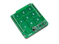 Capacitive Touch Shield for Arduino has 9 touch pads with headers for the remaining 3 electrode connections and a total of 12 touch sensitive buttons [ITE TOUCH SHIELD 9KEY]