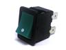Miniature Rocker Switch • Form : DPST-1-0 • 16A-250 VAC • Solder Tag • 19x13mm • Green Curved Actuator • Marking : • [MR6210-C6HBG]