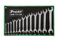 HW-7513B :: 13pcs Double Open End Wrench with Chrome Vanadium Steel and Mirror Finish in Easy Carrying Tool Pouch [PRK HW-7513B]