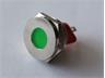 Vandal Resist Pilot Lamp 19mm Flat Green Dot LED 12VDC 15mA- IP67 - Nickel Plated Brass [AVL19F-NDG12]