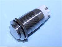 Ø19mm Vandal Resistant Push Button Switch 19mm Latching. Raised Button 1n/o - 1n/c 5A-250VAC -IP67- Stainless Steel - Screw Termination. [AVP19RW-L3S]