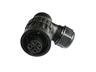Circular Connector - RD24 Style Econo 4 Pole (3P+Earth) Cable End Female Angled Strain Relief Screw Term. Cable OD 4,5-7mm. 16A/400VAC. IP67 [CA3WLD-I-ECN]