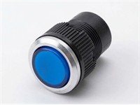 Push Button Actuator Non-Illuminated Momentary • Blue Raised Button • Metallic Silver 30mm Bezel [PB302MBS]