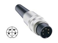 Inline DIN Circular Cable Plug Connector • Locking Type with threaded joint, ground contact • 4 way • Solder • 250VAC 5A • Cable ø4~6mm • IP40 [SV40M]