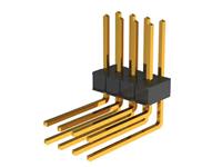 2.54mm PCB Pin Connector • 8 way in Double Rows • Right Angled Pins • Gold Plated [711081]