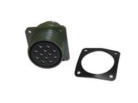 Circular Connector MIL-DTL-5015 Style Screw Lock Square Flange Panel Receptacle With Rear Thread 12 Poles #12 Contact Female Solder 23A 500VAC/700VDC (MS3102A28-51S)(97-3102A-28-51S) [XY3100A-28-51S]