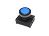 Push Button Actuator Switch Illuminated Latching • Blue Flush Lens • Black 30mm Bezel. Consists of 02HP.A, TO2-AC-CA.F4, TO2-AC-FI.F and TO2-AC-FR.L7 [P301LB]