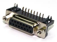 15 way Female D-Sub Connector with PCB Right Angle termination [DAPA15S]