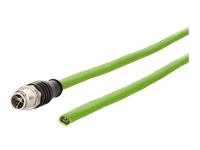 Cordset Shielded M12 X-Coded Male Straight 8 Pole Male Open Ended Cat 6A 2M PUR Cable. [142M2X10020]