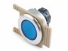 Push Button Actuator Illuminated Latching • Blue Flush Lens • Metallic Silver 35mm Flush Bezel [P351LBS]